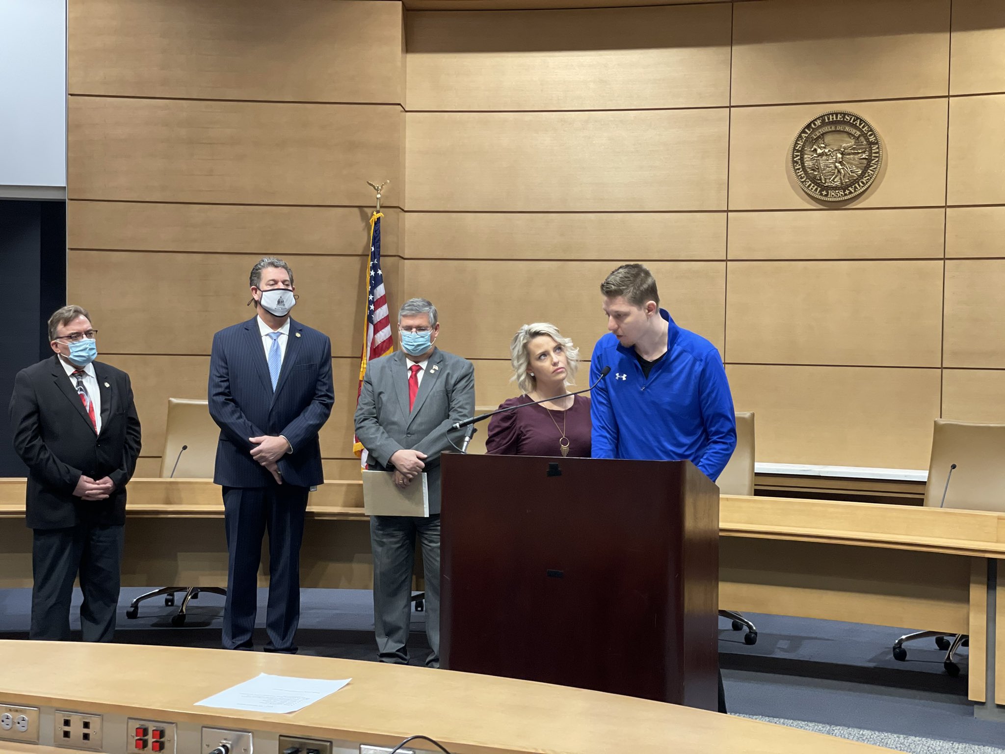 Megan and Arik Matson speak at a Press Conference